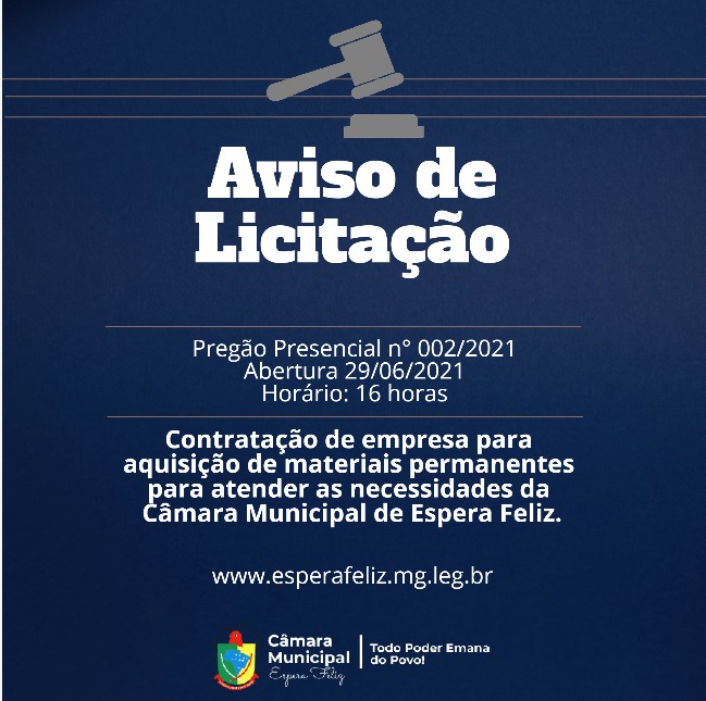 Aviso de Licitação Pregão 002-2021