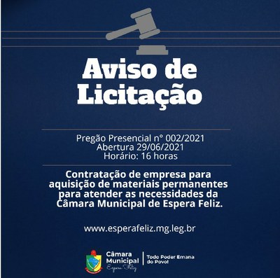 Aviso de Licitação Pregão 002-2021