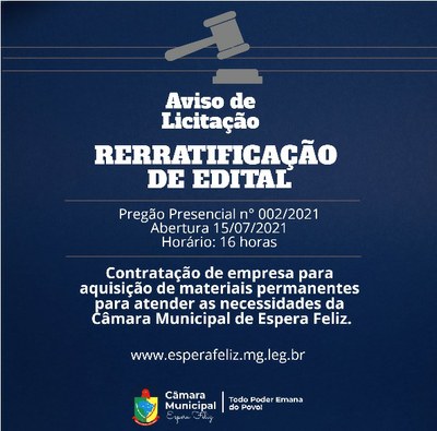 Aviso de Licitação Pregão 002-2021