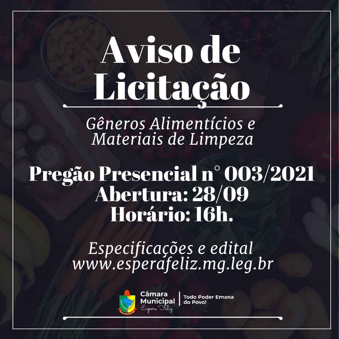 Aviso de Licitação Pregão 003-2021