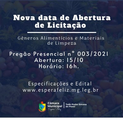 Nova data de Abertura de Licitação