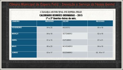 Calendário das Sessões