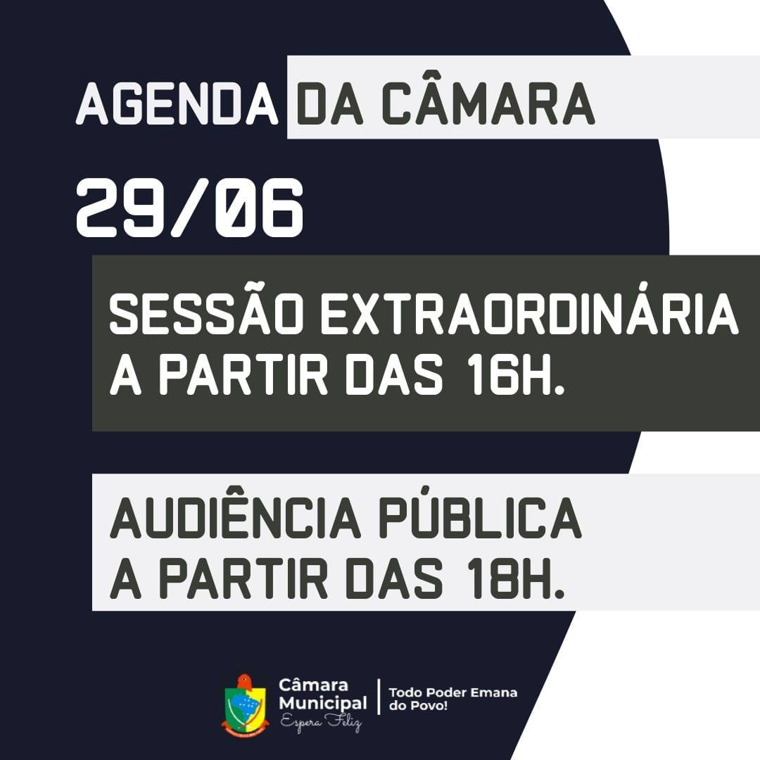 Agenda da Câmara dia 29/06